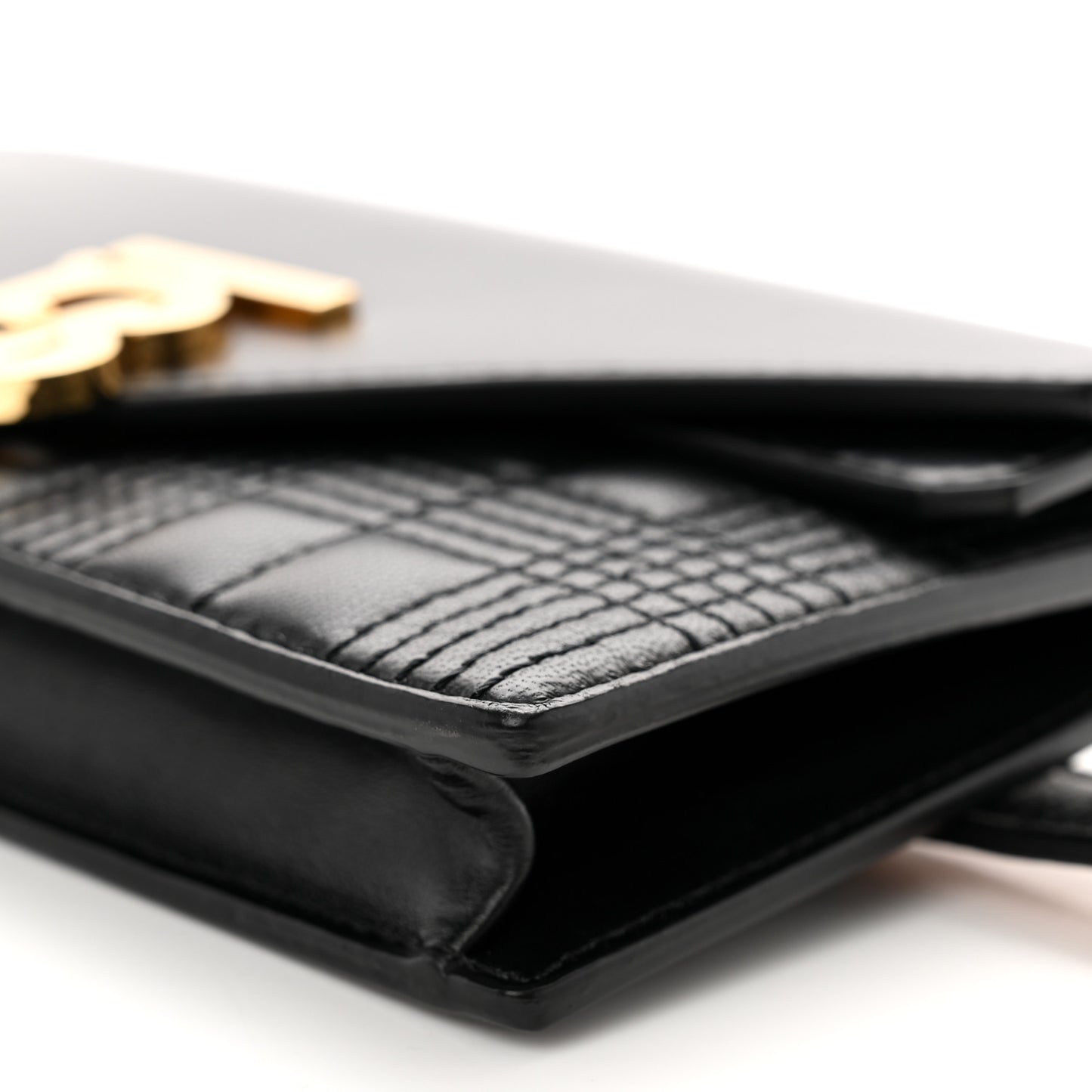Smooth Calfskin Quilted Check TB Envelope Belt Bag Black