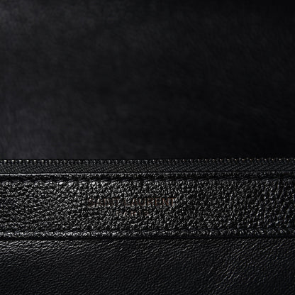 Saint Laurent Calfskin Mixed Matelasse Triquilt Large Monogram Satchel Black 6 of 11