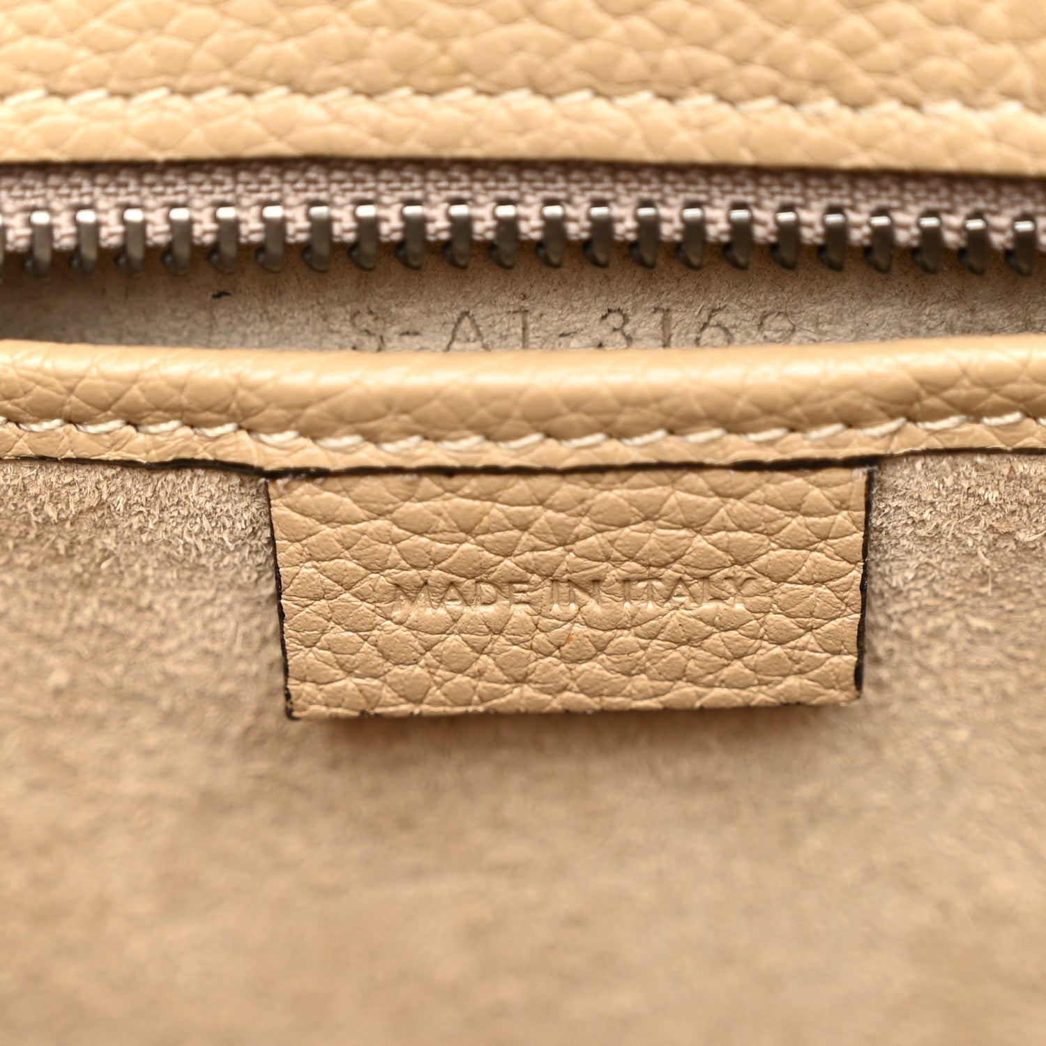 Celine Drummed Calfskin Nano Luggage Dune 7 of 11