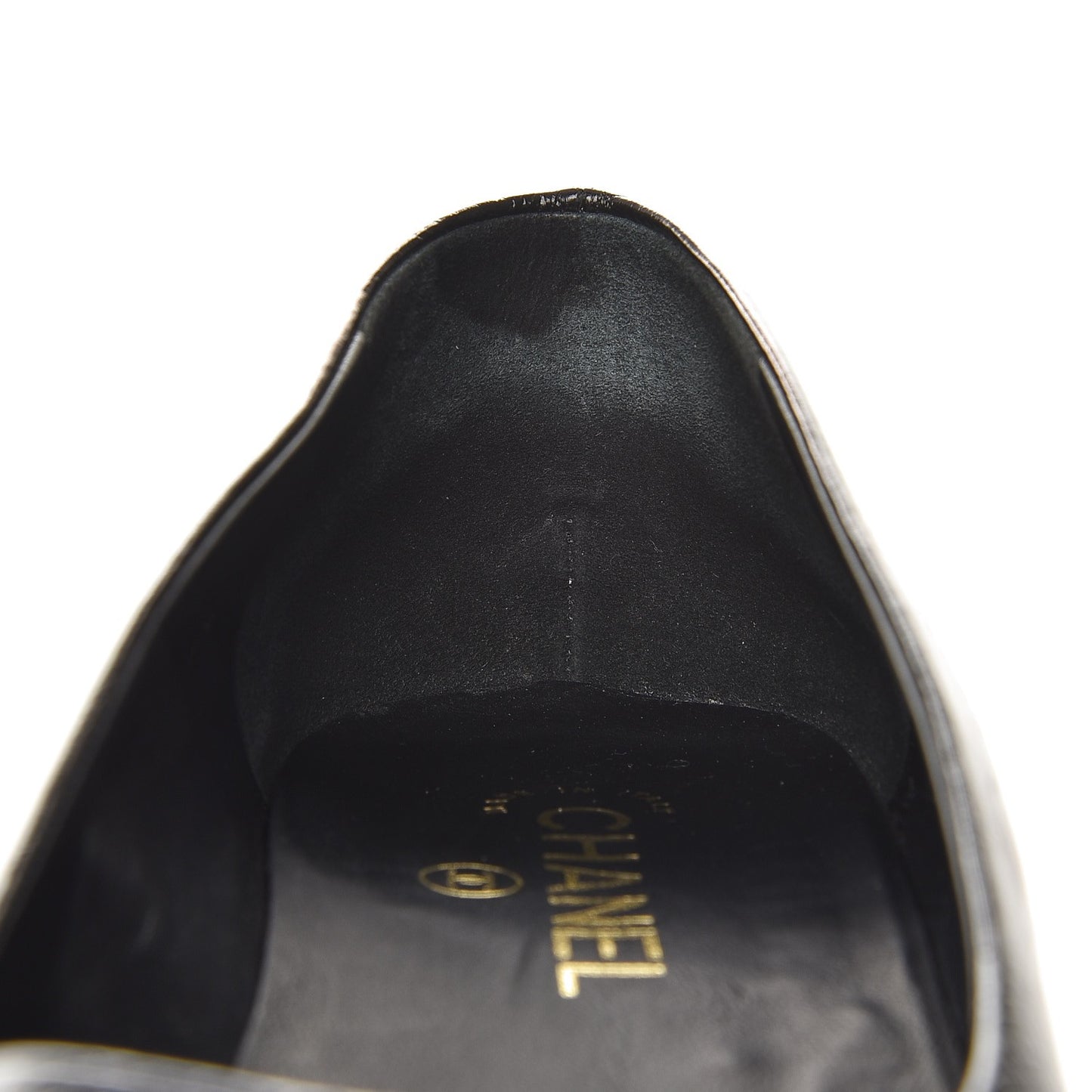 Glazed Calfskin Patent CC Cap Toe Ballerina Flats 40.5 Black