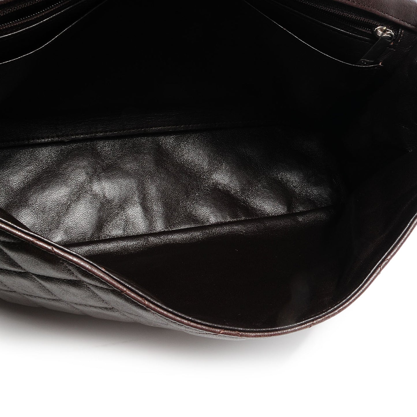 Lambskin Hybrid Reissue Jumbo Flap Dark Brown