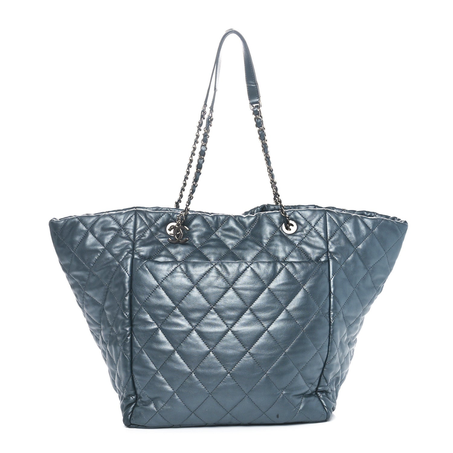 Chanel Metallic Lambskin Quilted Large Week End on Mars Tote Charcoal 1 of 13