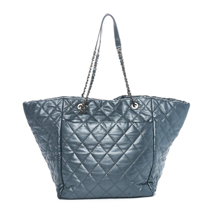 Chanel Metallic Lambskin Quilted Large Week End on Mars Tote Charcoal 1 of 13