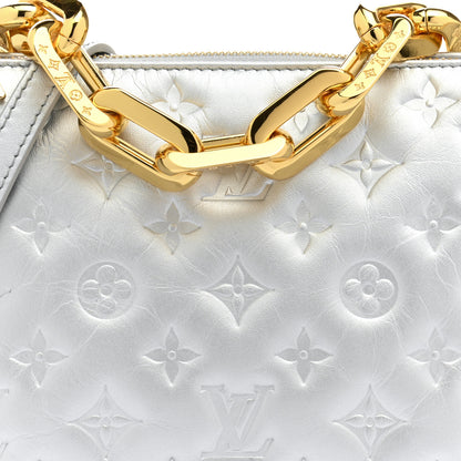 Louis Vuitton Lambskin Embossed Monogram Coussin BB Silver 8 of 10