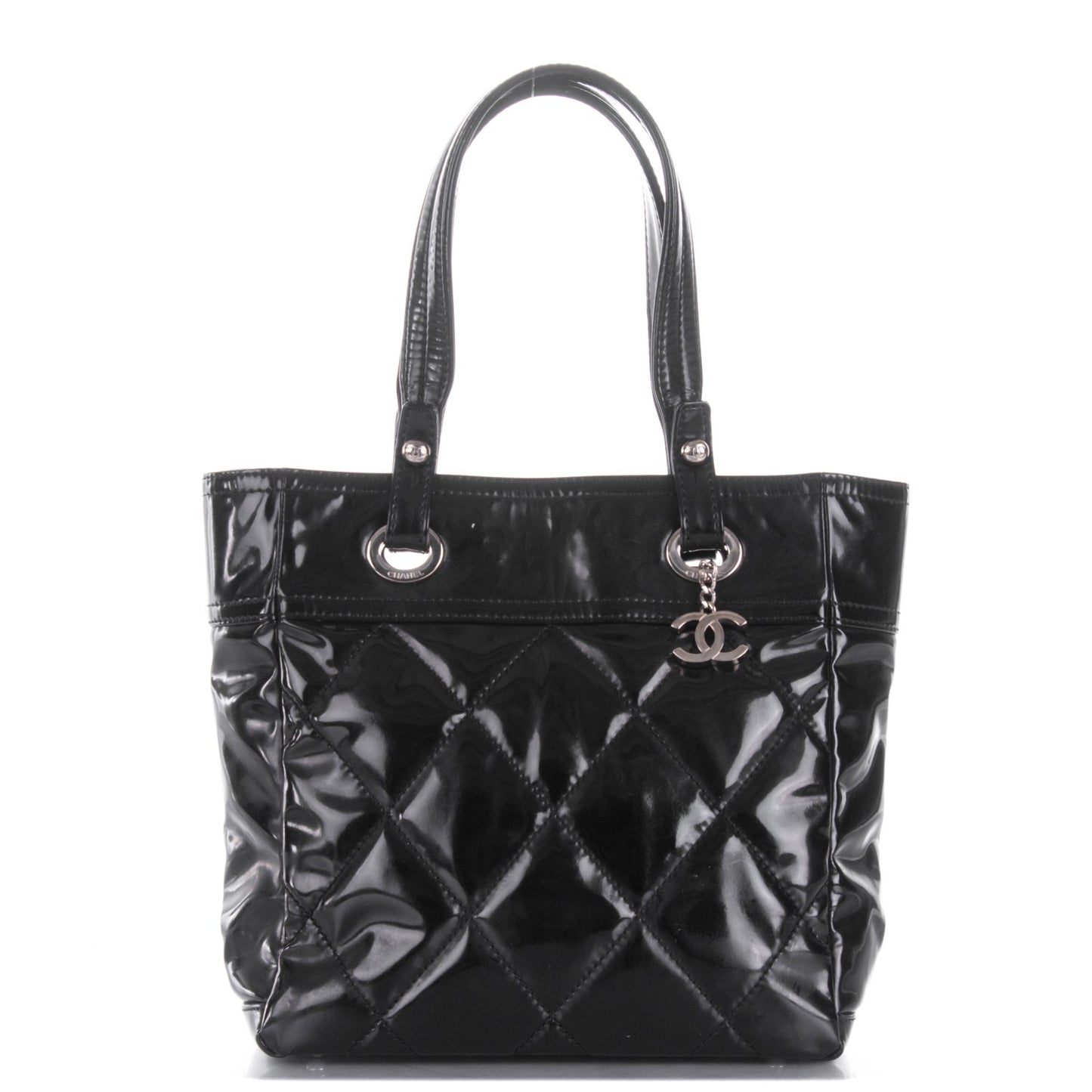 Vinyl Quilted Small Paris Biarritz Tote Black