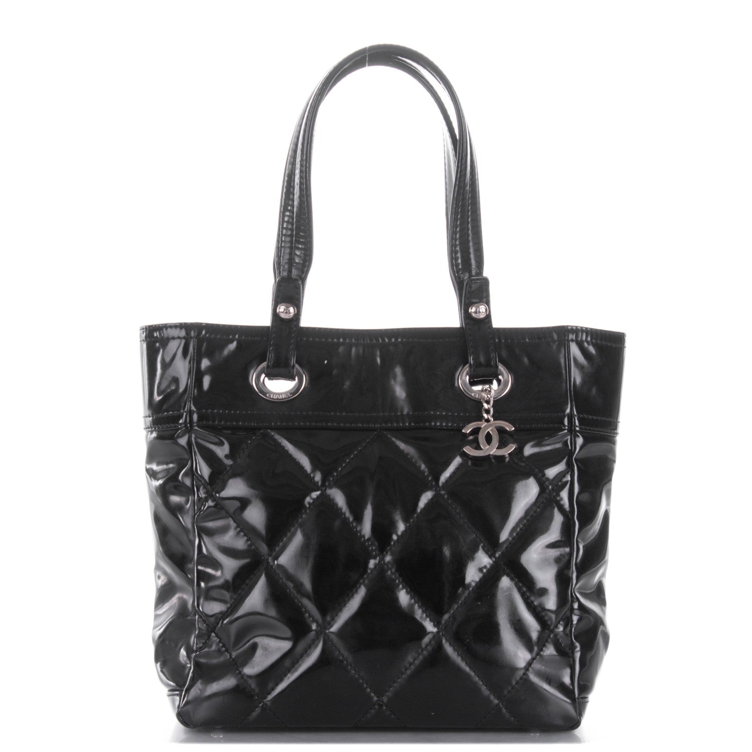 Chanel Vinyl Quilted Small Paris Biarritz Tote Black 1 of 9