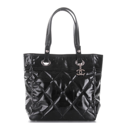 Chanel Vinyl Quilted Small Paris Biarritz Tote Black 1 of 9