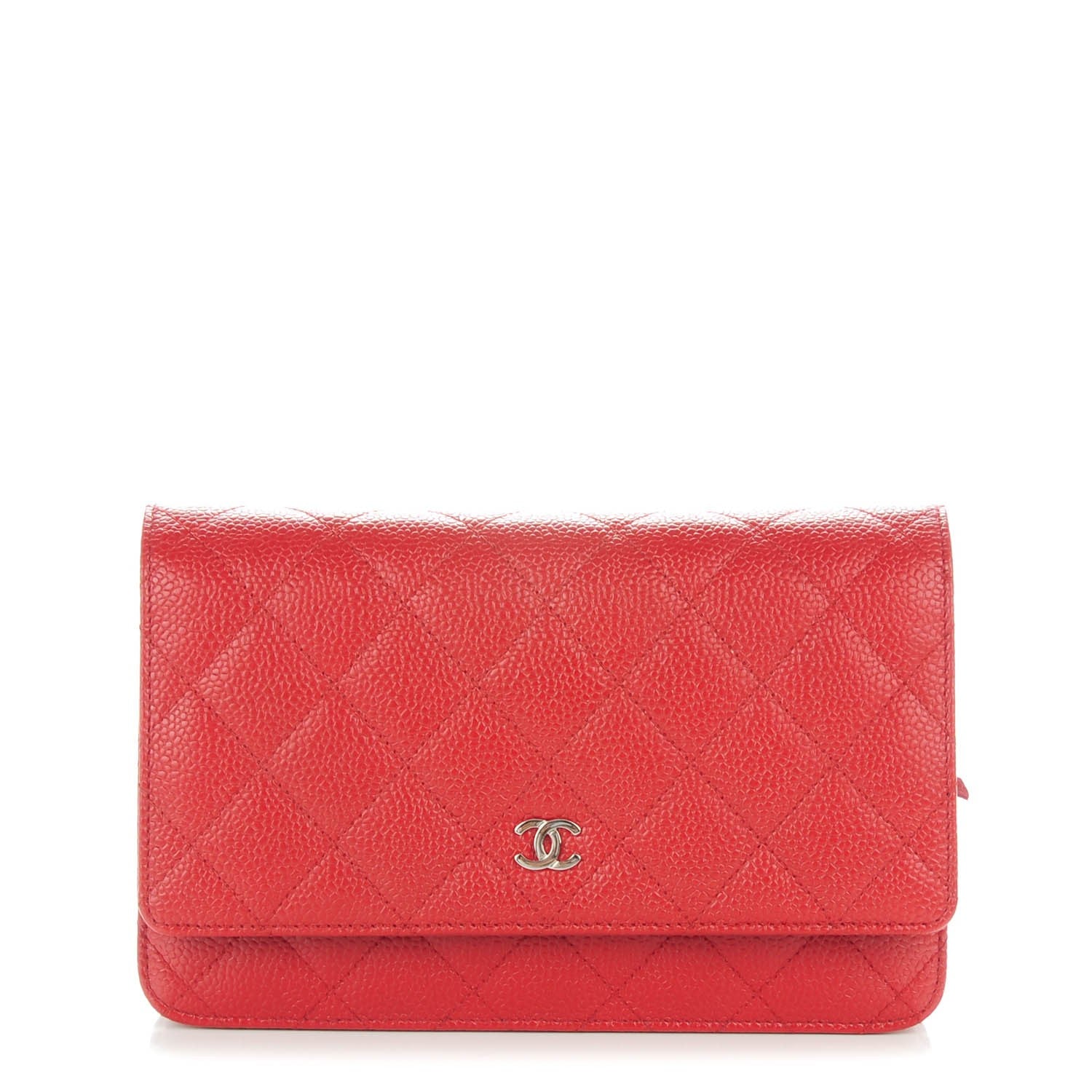 Chanel Caviar Quilted Wallet on Chain WOC Red 1 of 8