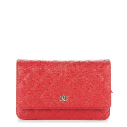 Chanel Caviar Quilted Wallet on Chain WOC Red 1 of 8