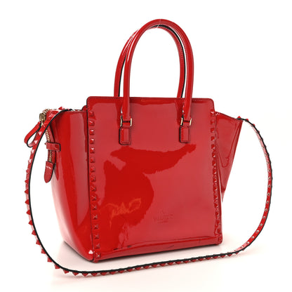 Valentino Garavani Patent Monochrome Rockstud Double Handle Tote Rosso Valentino 2 of 13