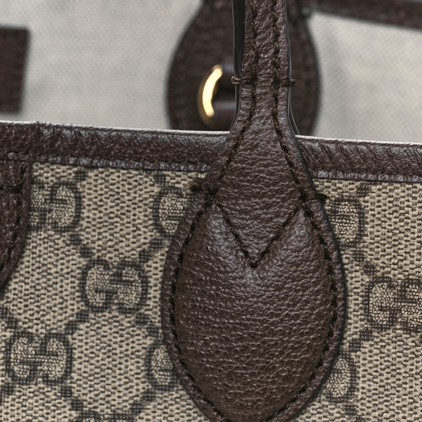 GG Supreme Monogram Textured Calfskin Medium Ophidia Shoulder Tote Bag Beige Ebony New Acero