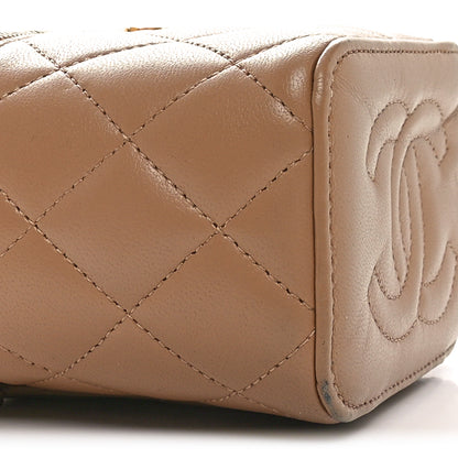 Chanel Lambskin Quilted Metal Mini Top Handle Vanity Case With Chain Beige 10 of 11