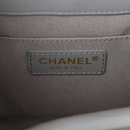 Chanel Lambskin Quilted CC Dweller Drawstring Bucket Bag Light Grey 6 of 10