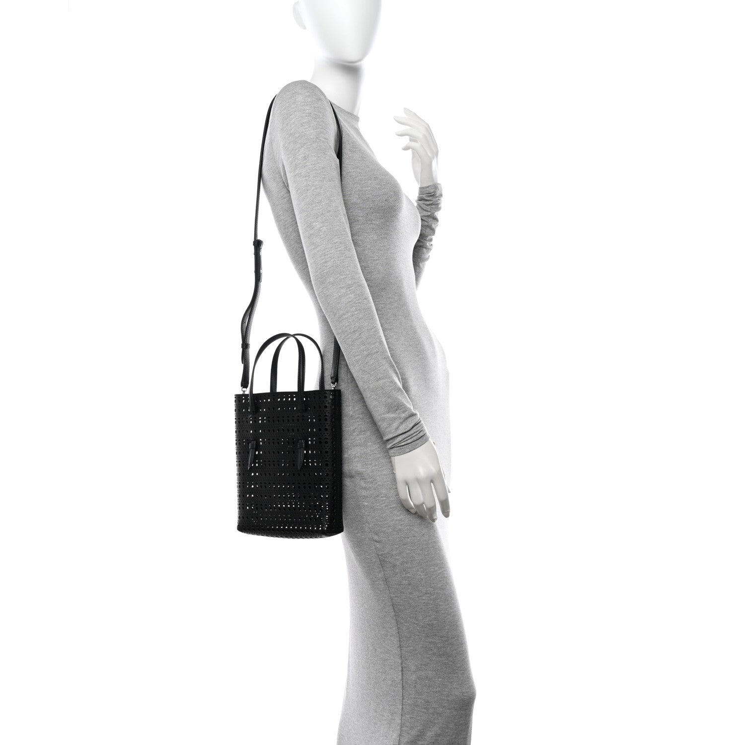 Alaia Calfskin Vienne Mina North South Tote  Black 2 of 9