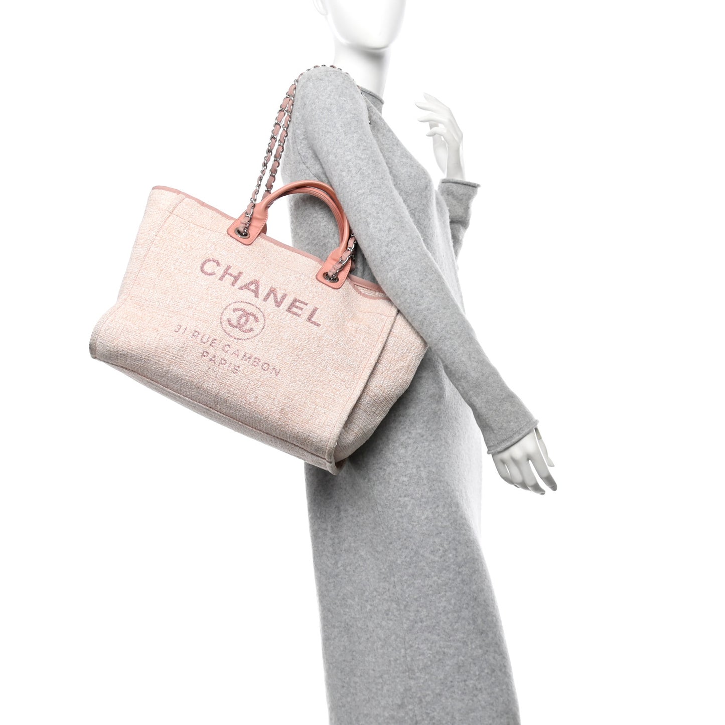 Straw Lurex Large Deauville Tote Pink