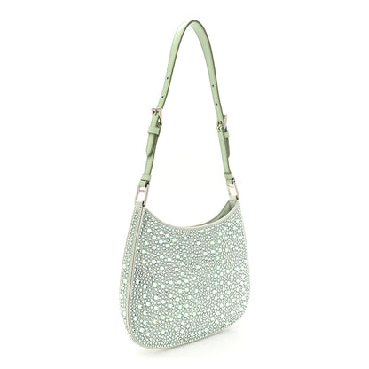 Prada Satin Crystal Cleo Adjustable Strap Shoulder Bag Acqua 2 of 9