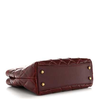 Chanel Glazed Calfskin Quilted Small Gold Bar Tote Red 4 of 15