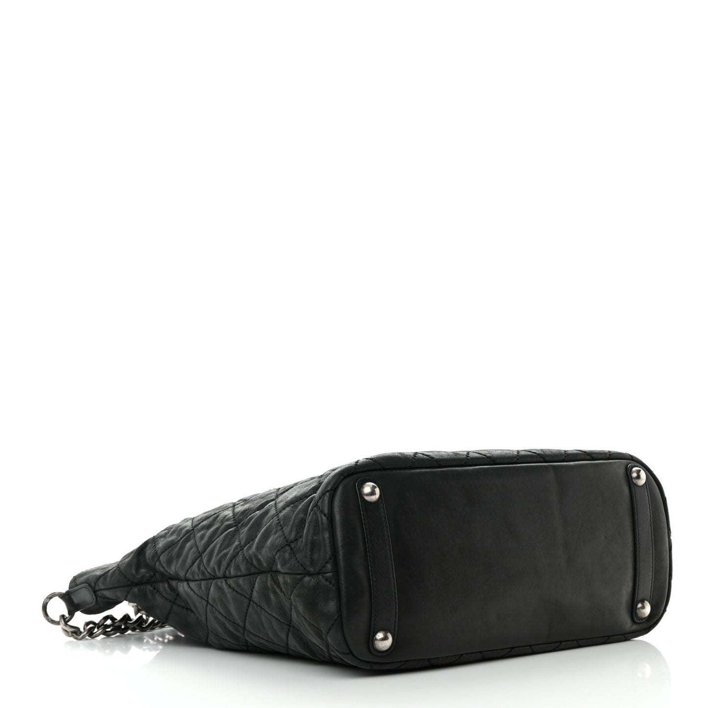 Iridescent Calfskin Quilted In The Mix Shopping Tote Black