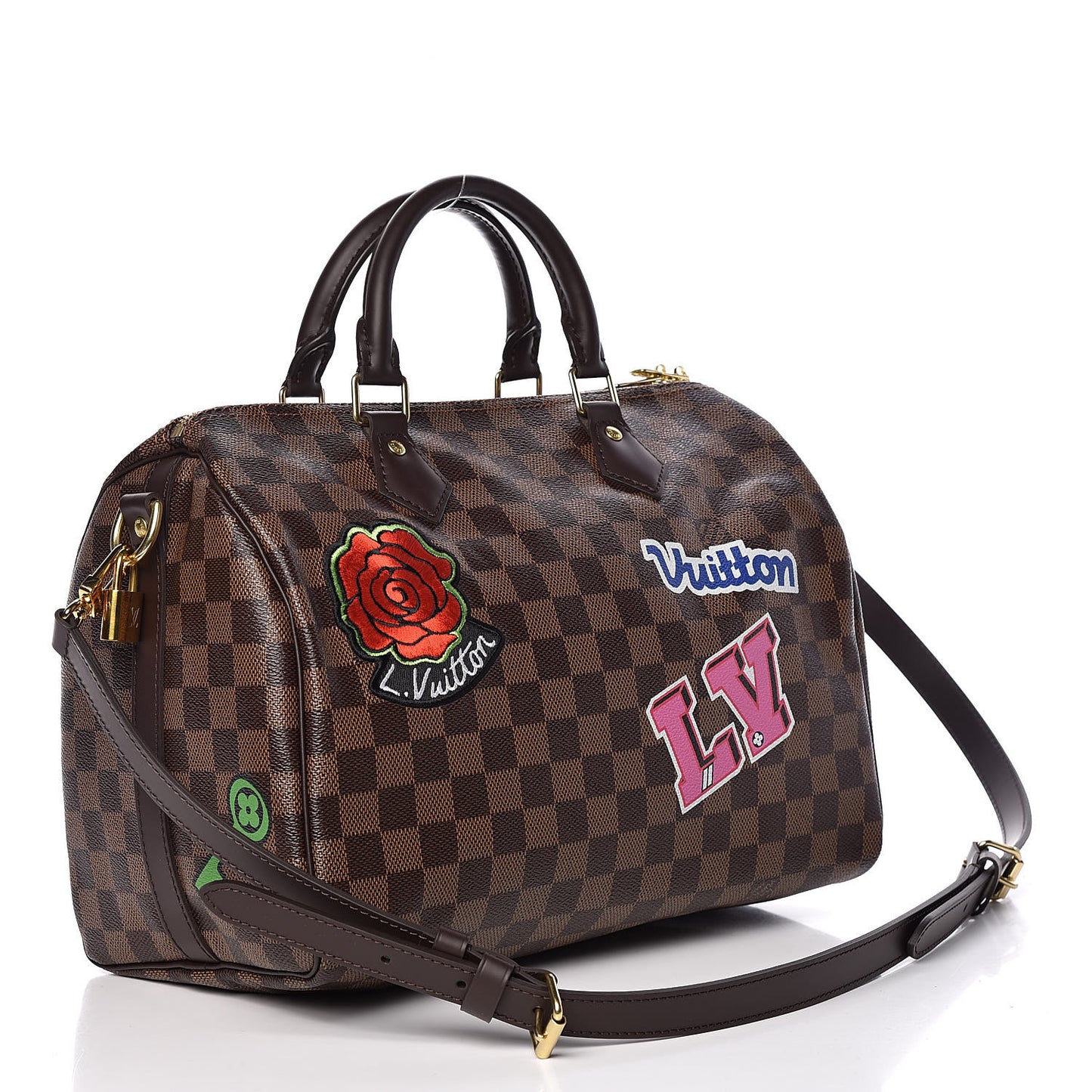 Damier Ebene Patches Speedy Bandouliere 30