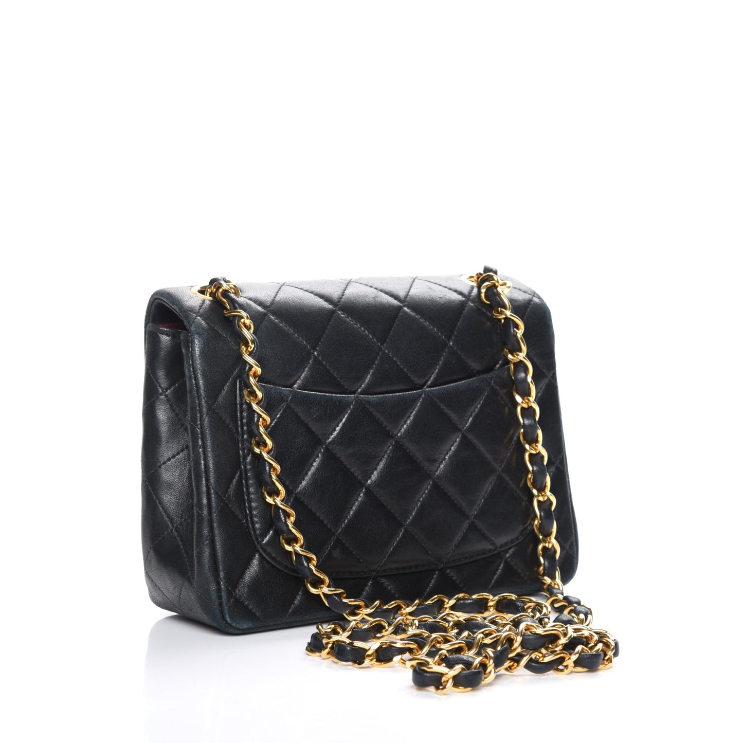 Lambskin Quilted Mini Square Flap Black