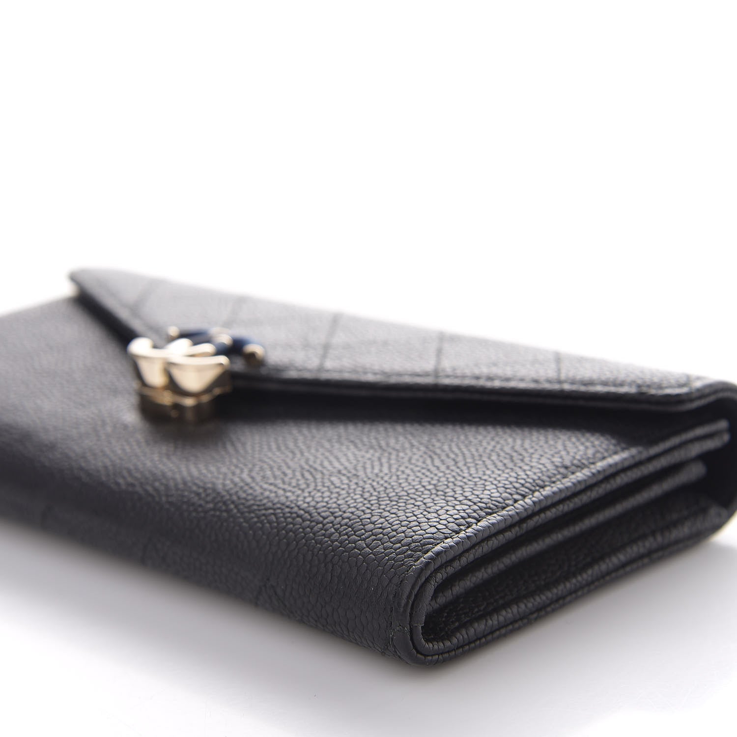 Chanel Caviar Quilted CC Box Gusset Flap Wallet Black Navy 9 of 14