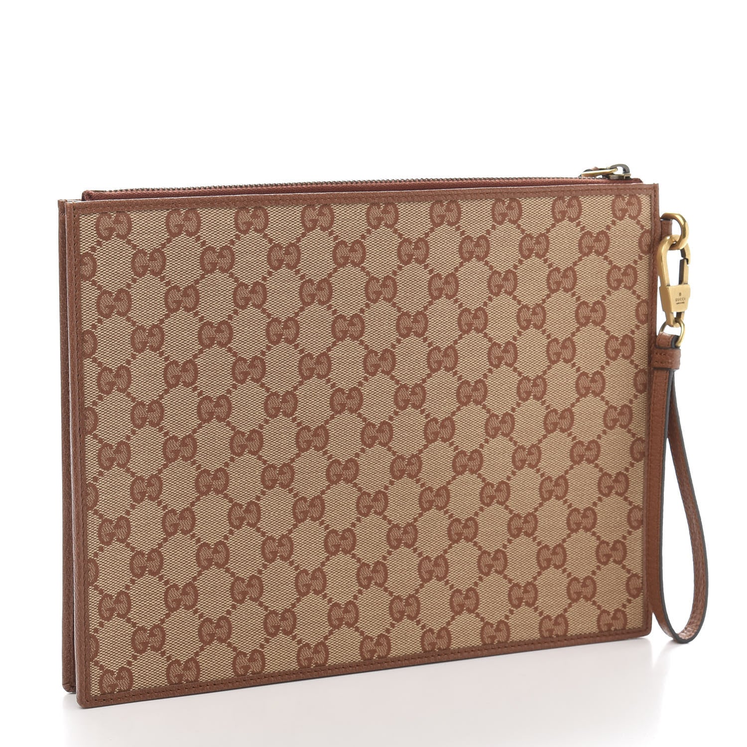 Gucci X MLB GG Monogram SF Giants Zip Wristlet Pouch Beige Ruggine Ivory 3 of 11