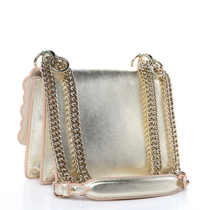 Fendi Vitello Catalan Mirror Scalloped Multi Studded Small Kan I Shoulder Bag Champagne 3 of 11