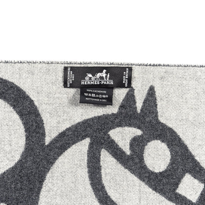 Hermes Cashmere Boucles et Camails Muffler Anthracite Gris Clair 3 of 3