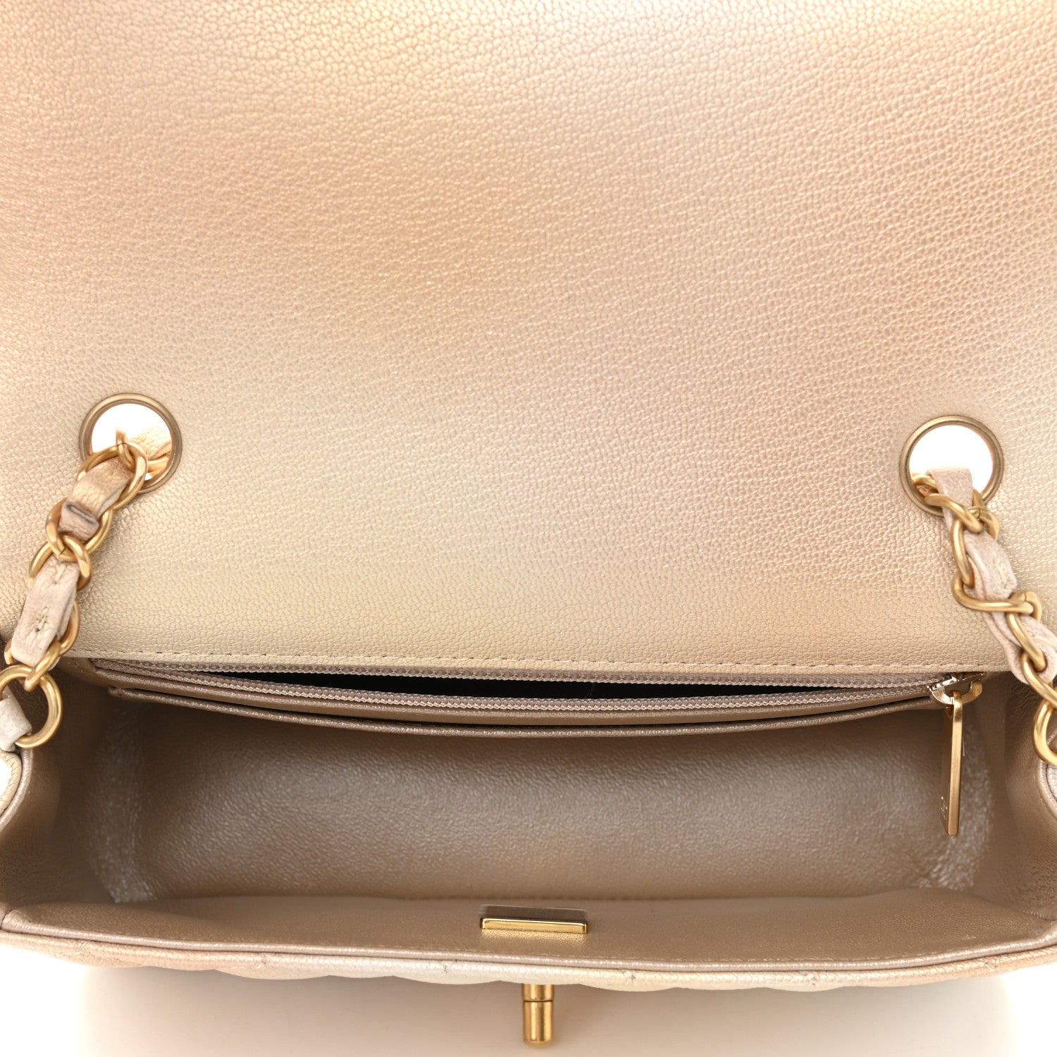 Chanel Metallic Goatskin Quilted Mini Rectangular Flap Gold 5 of 9