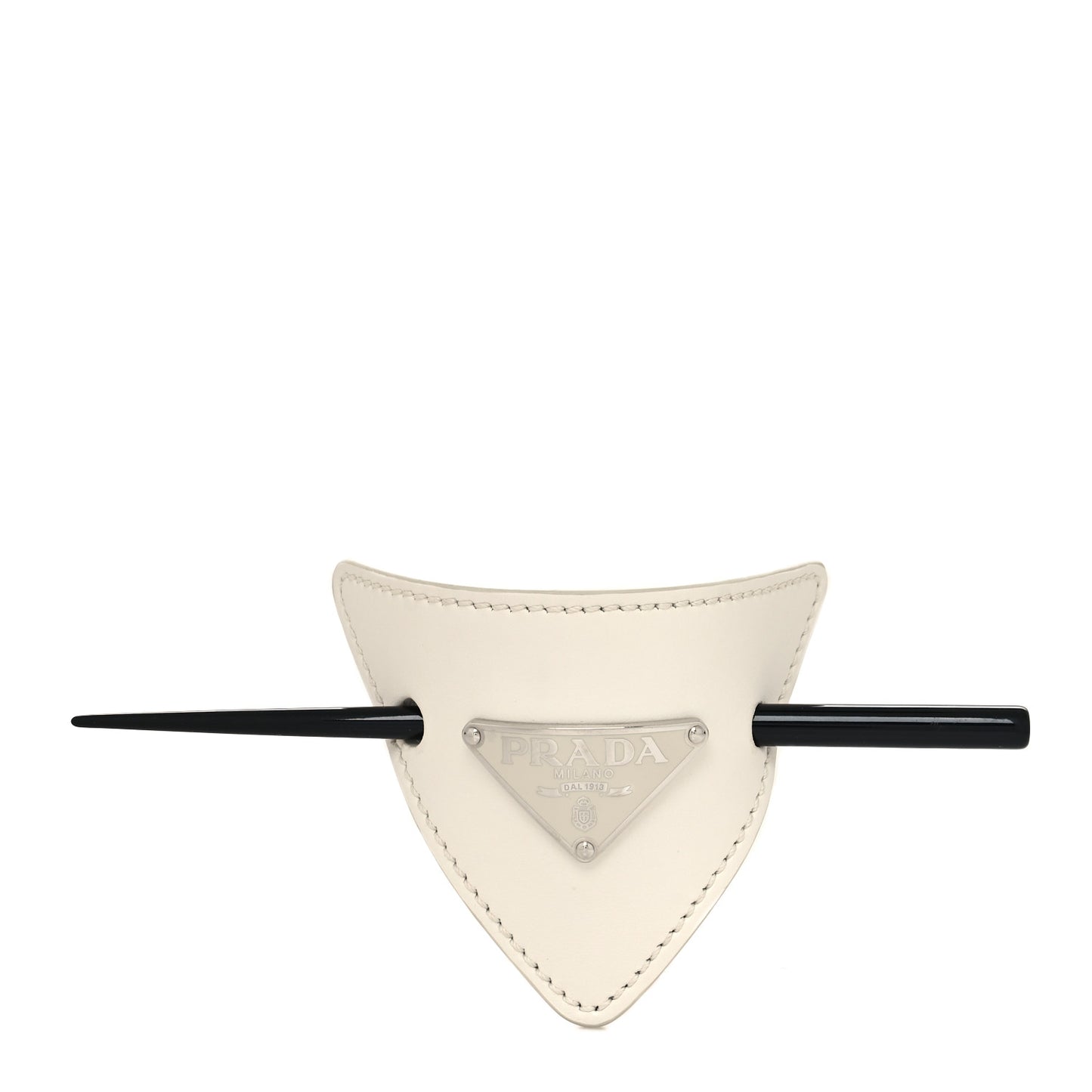 City Calfskin Hair Clip White