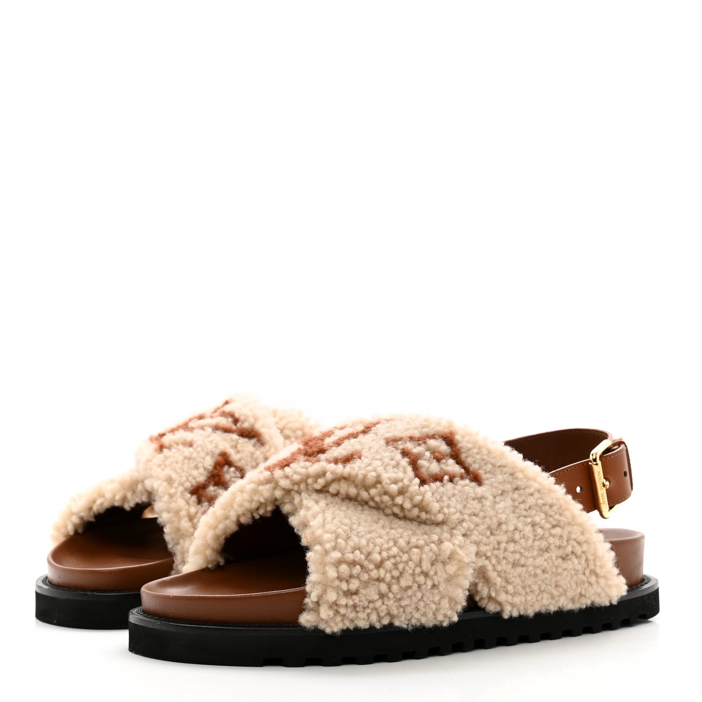 Shearling Paseo Flat Comfort Sandal 40 Nude