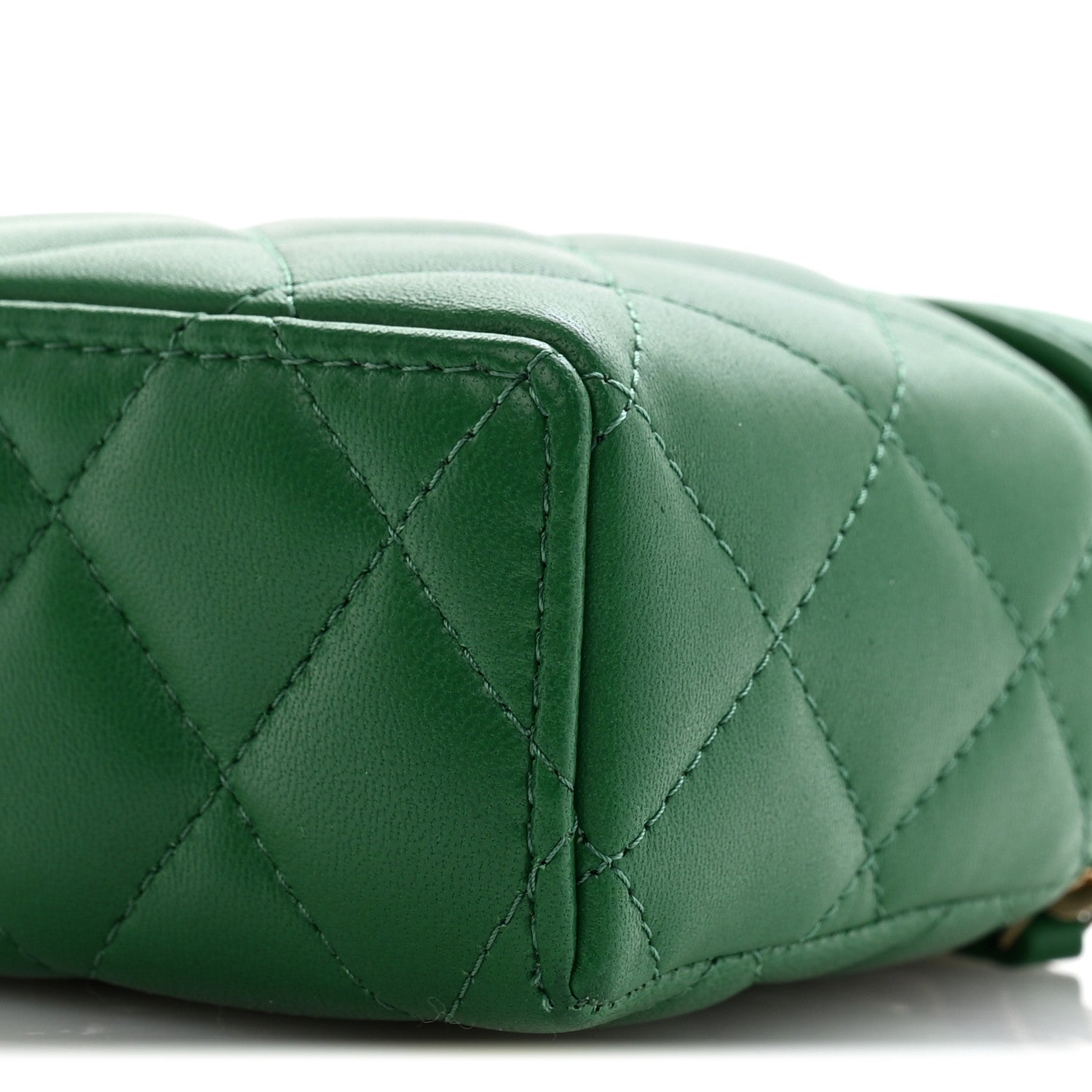 Chanel Lambskin Quilted Top Handle Slim Vanity With Chain Green 10 of 11