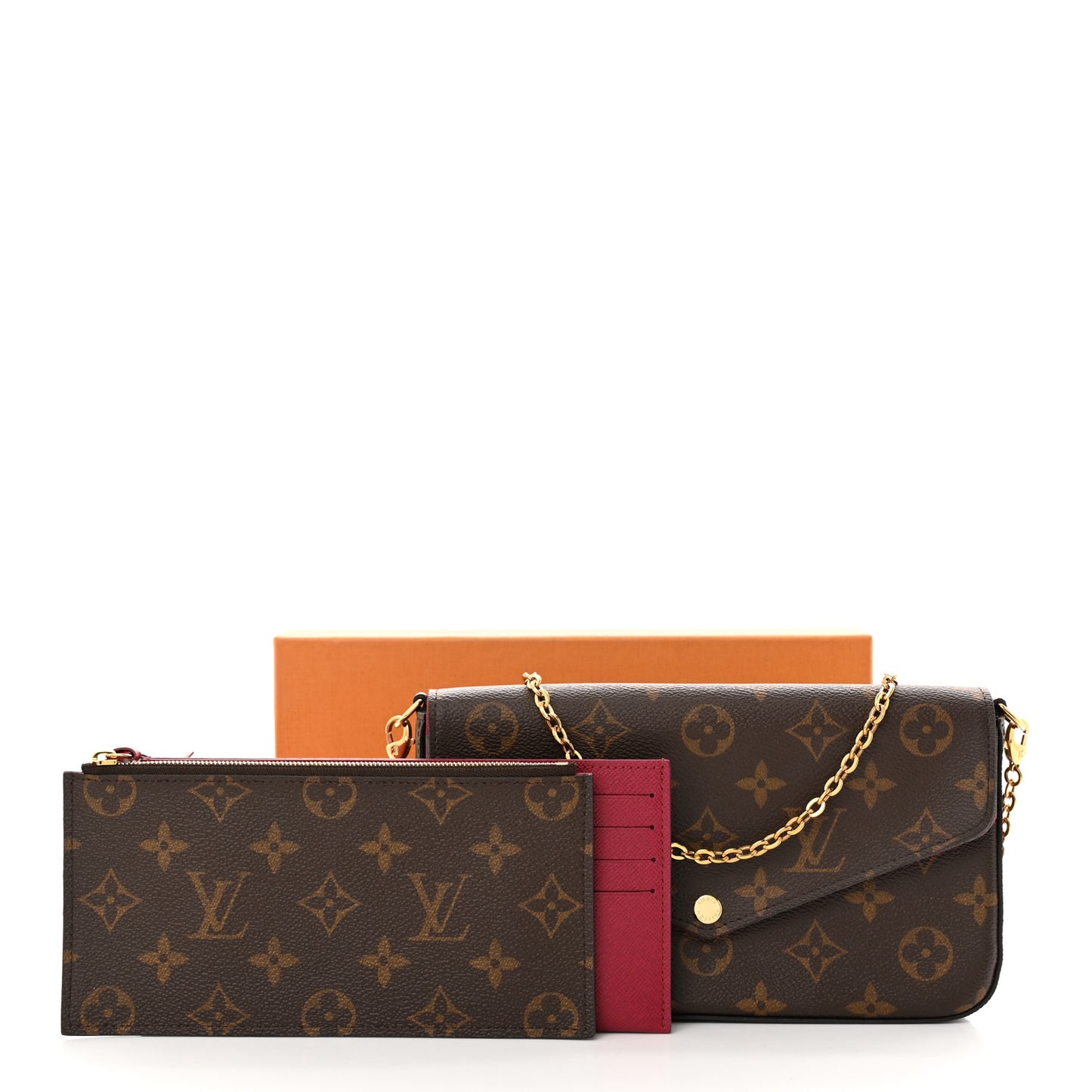 Monogram Pochette Felicie Chain Wallet Fuchsia