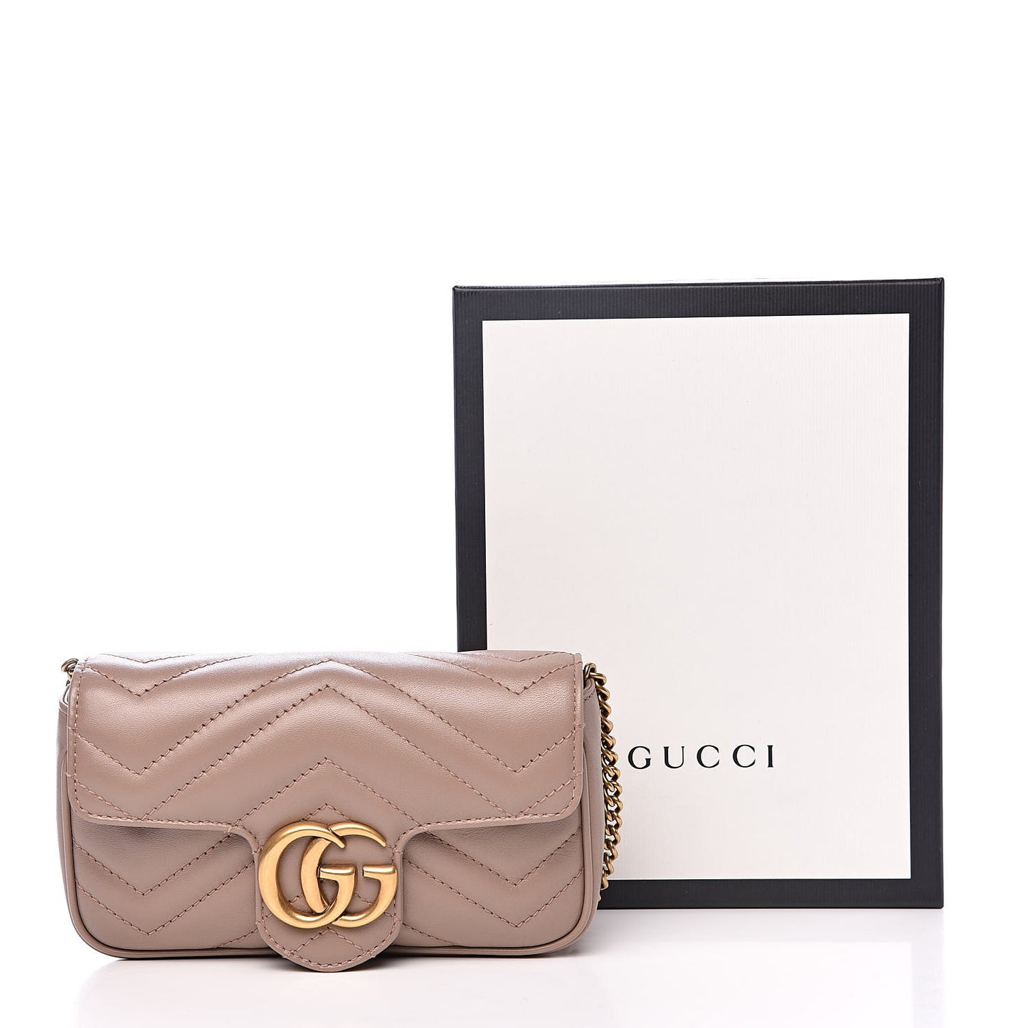 Calfskin Matelasse Super Mini GG Marmont Shoulder Bag Porcelain Rose