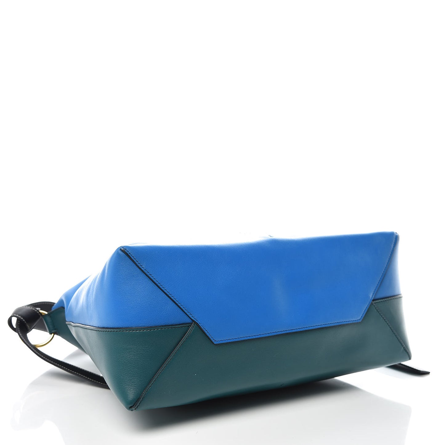 Shiny Smooth Calfskin Zipped Twisted Cabas Bright Blue Peacock