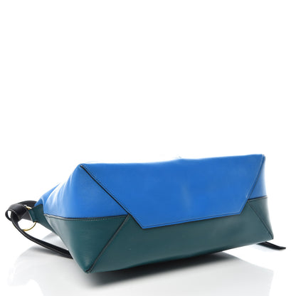 Celine Shiny Smooth Calfskin Zipped Twisted Cabas Bright Blue Peacock 4 of 9