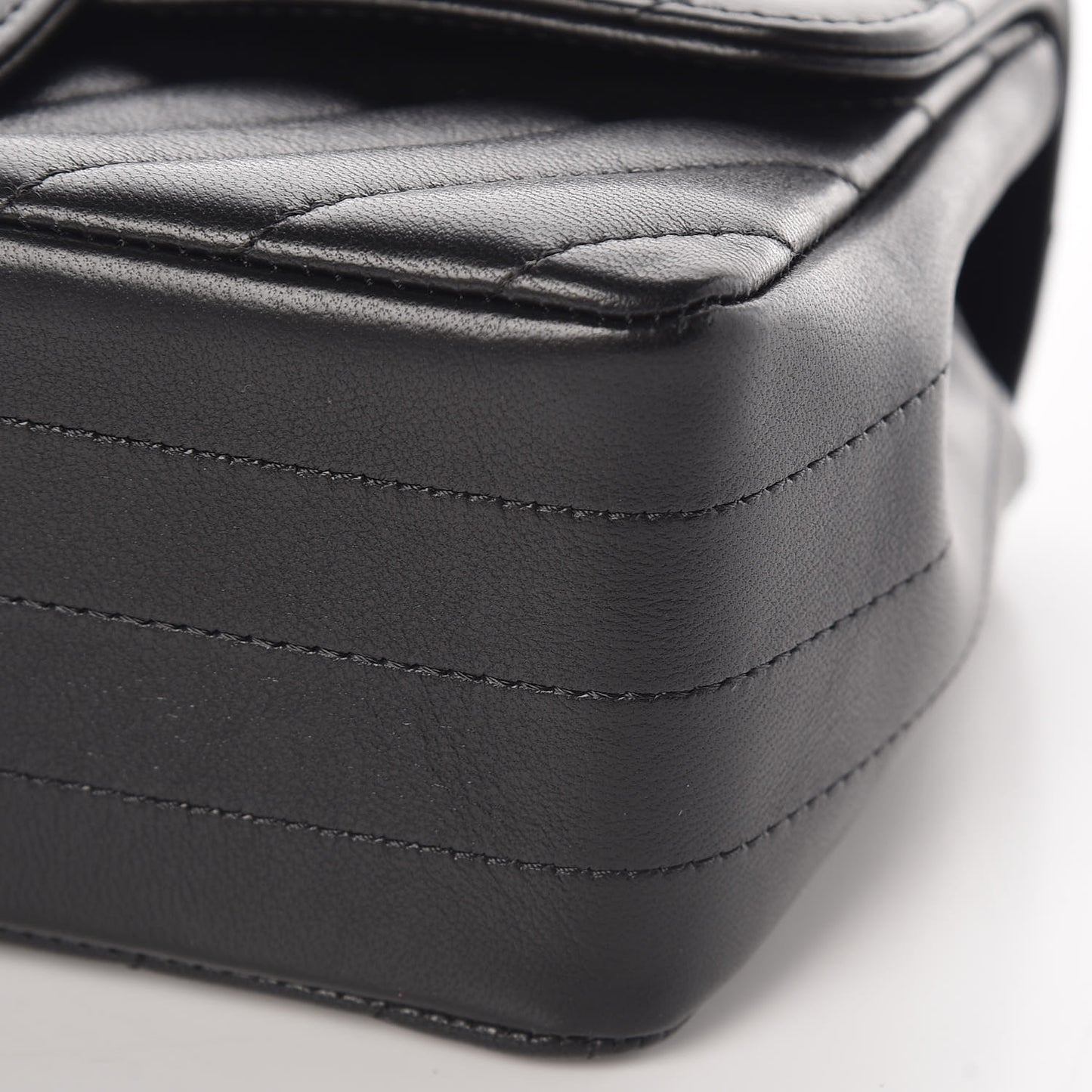 Lambskin Chevron Quilted Mini Rectangular Flap Black