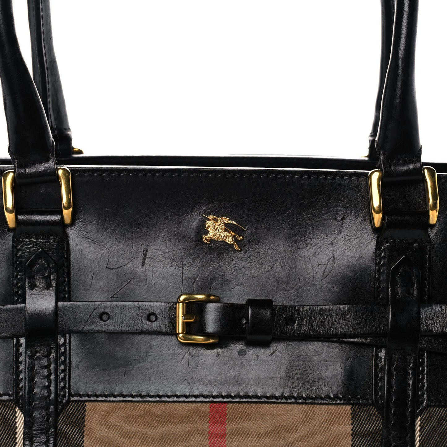 House Check Bridle Calfskin Kent Bag Black