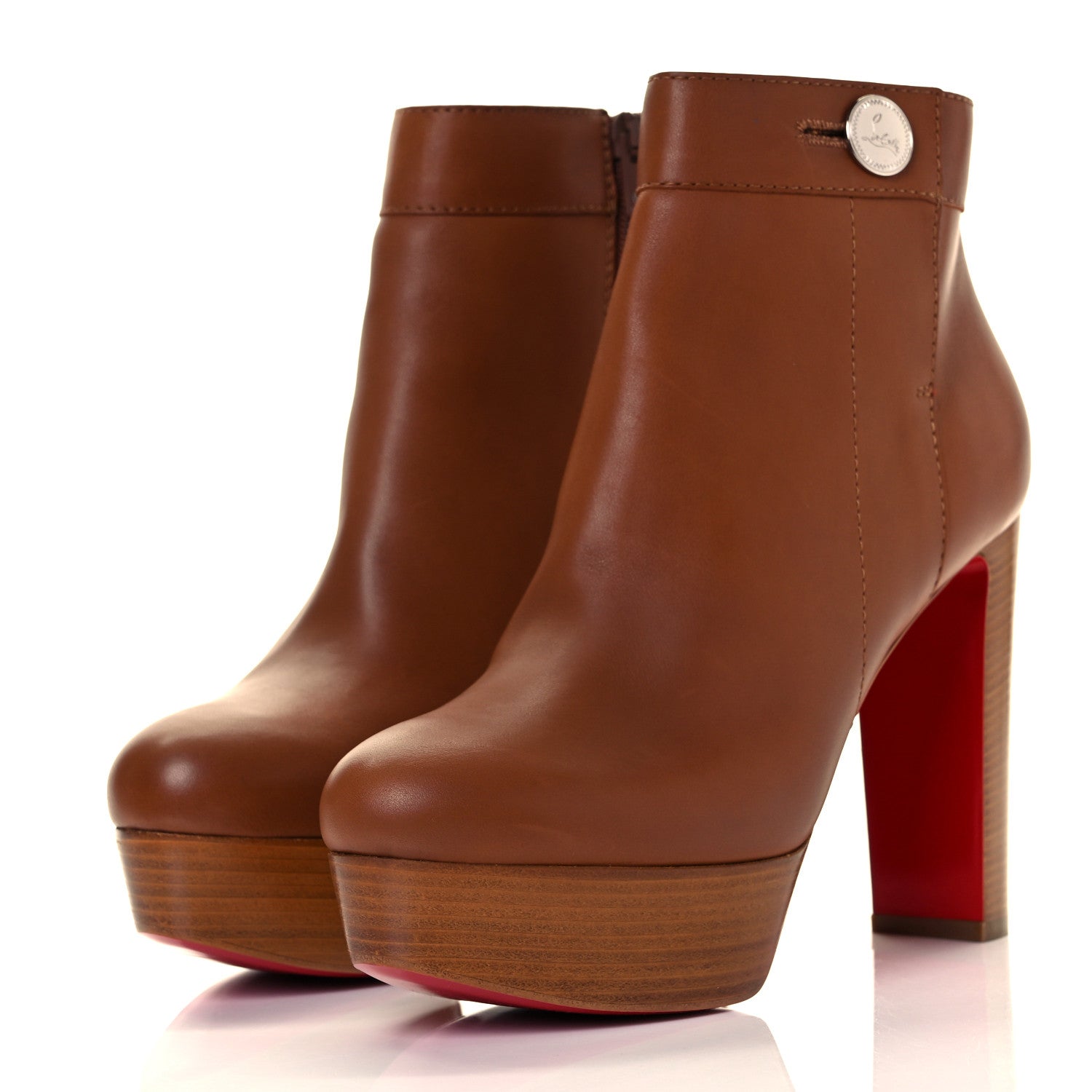 Christian Louboutin Calfskin Janis Alta 120 Booties 40.5 Cuoio 8 of 21