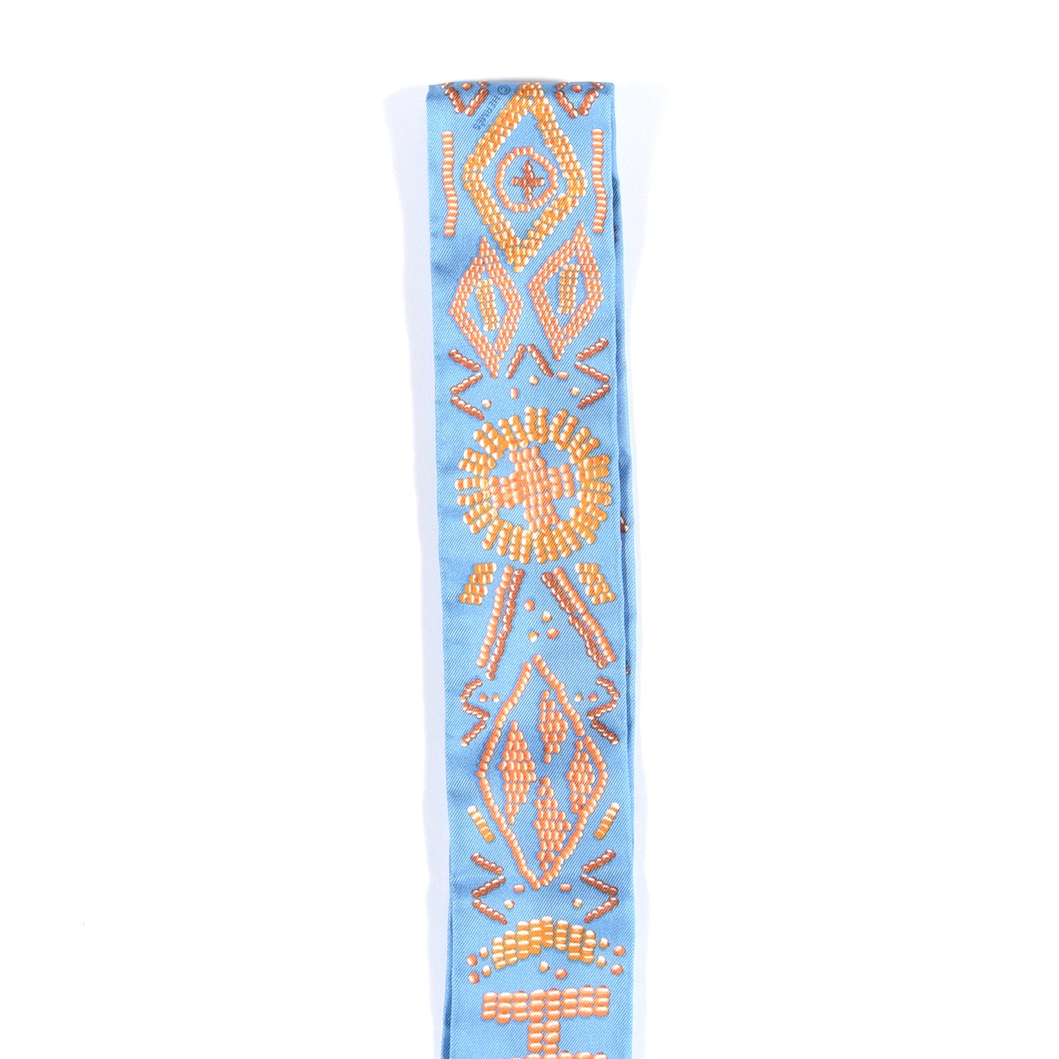 Hermes Silk Kelly En Perles Twilly Bleu Azur Orange 4 of 4