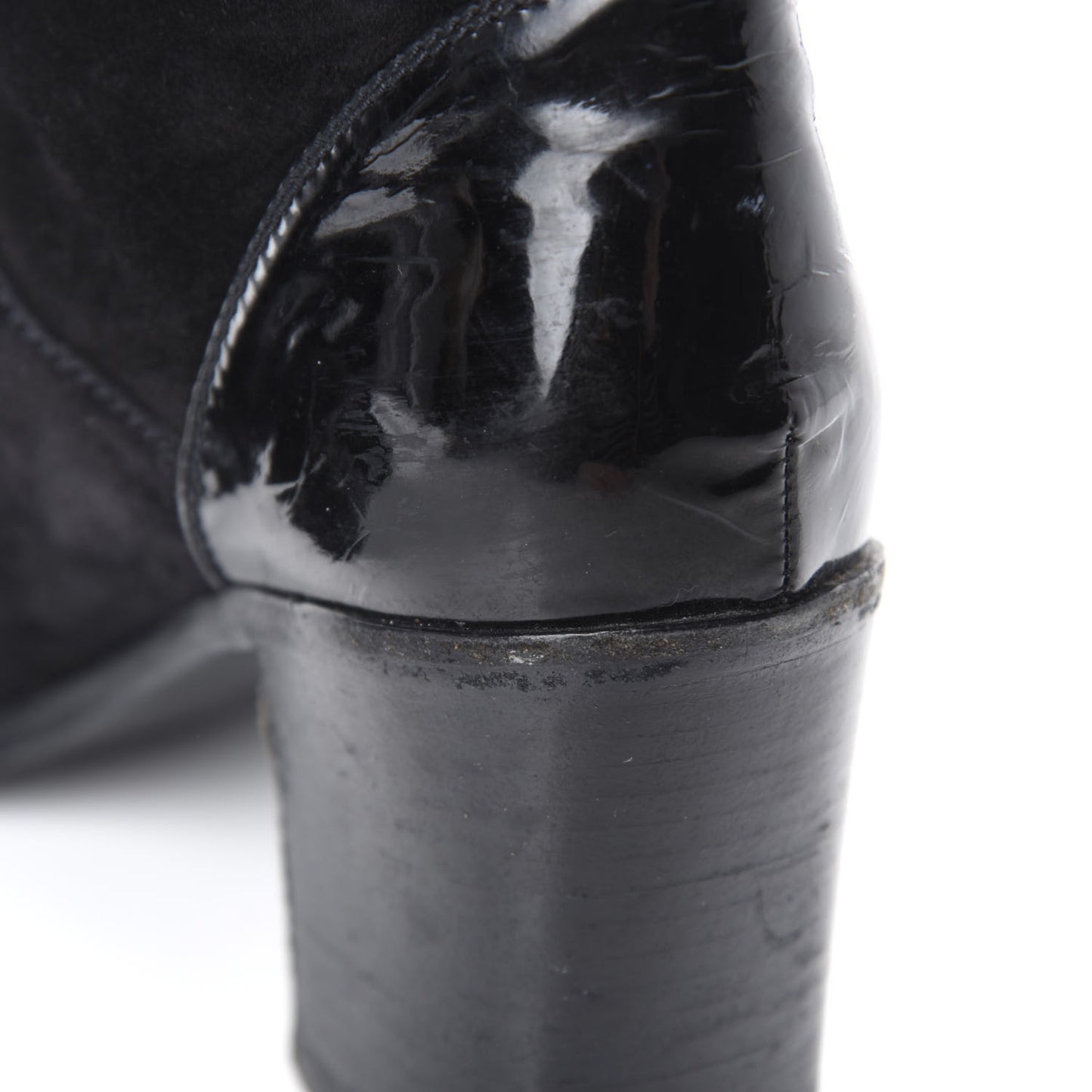 Suede Calfskin CC Knee High Boots 39.5 Black