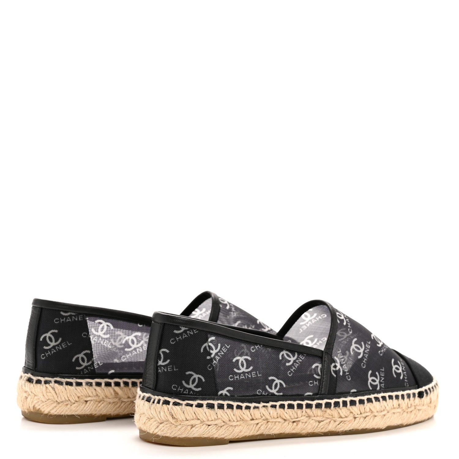 Chanel Mesh Grosgrain CC Espadrilles 36 Black White 5 of 9
