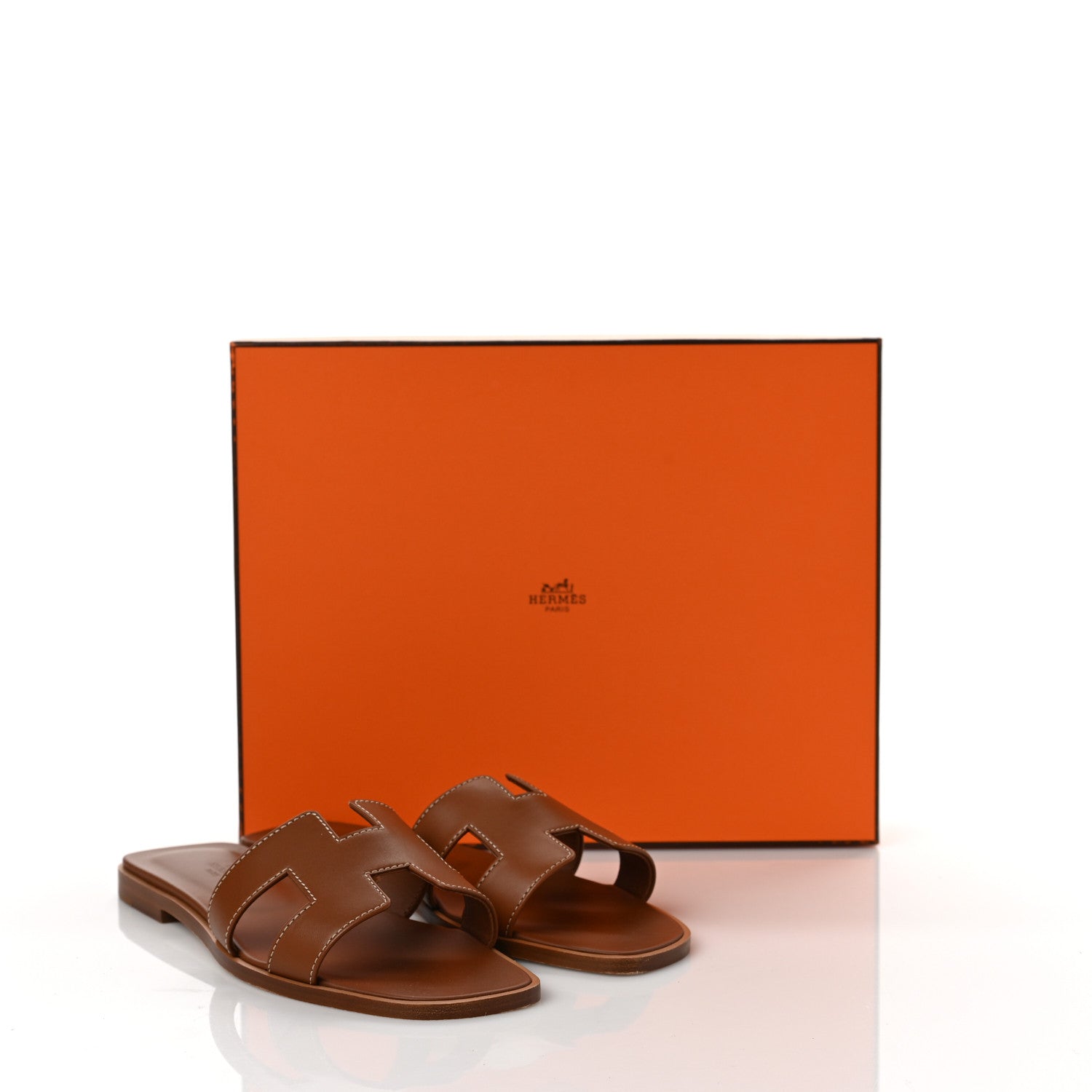Hermes Box Calfskin Oran Sandals 36.5 Gold 9 of 9