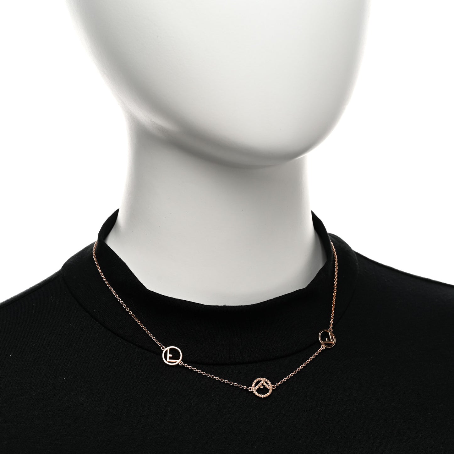 Metal Crystal F is Fendi Necklace Rose Gold