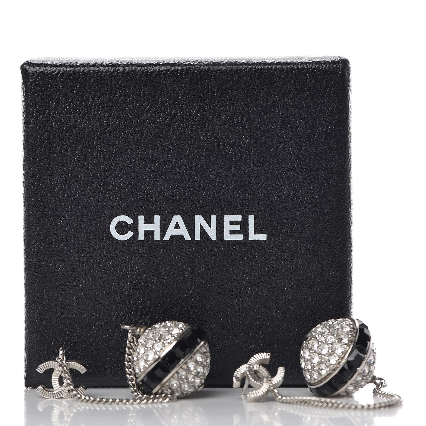 Crystal CC Dangle Earrings Black