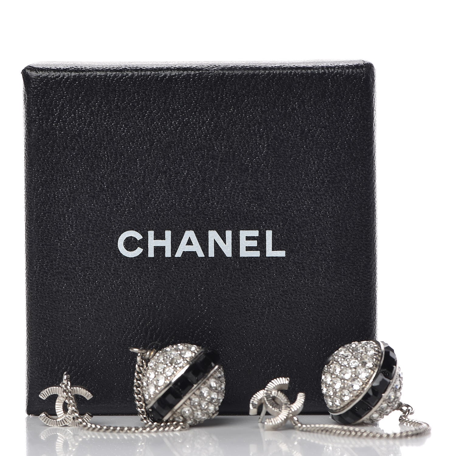 Chanel Crystal CC Dangle Earrings Black 5 of 5