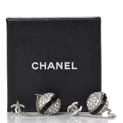 Chanel Crystal CC Dangle Earrings Black 5 of 5