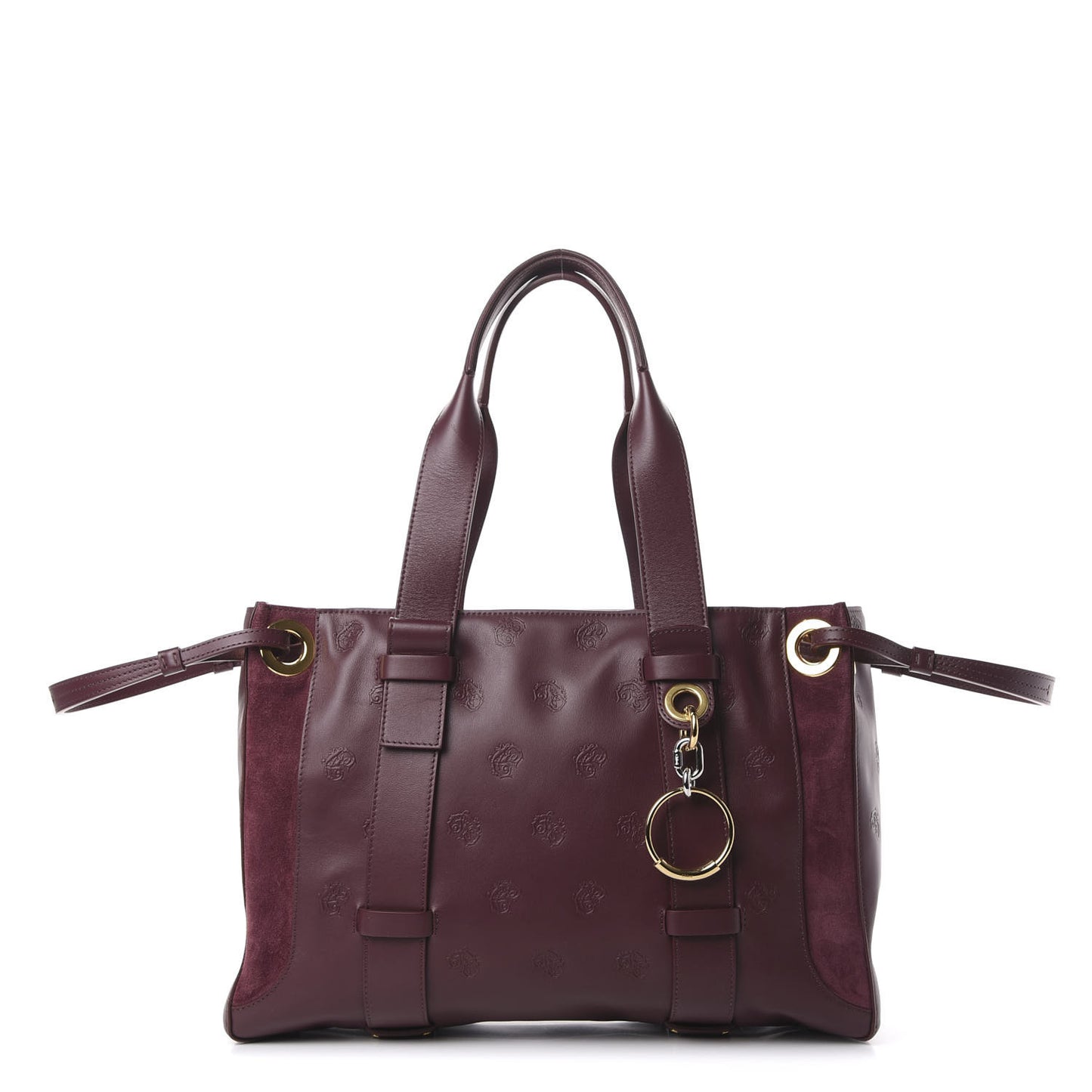 Smooth Calfskin Embossed Tao Zipped Tote Burnt Brown