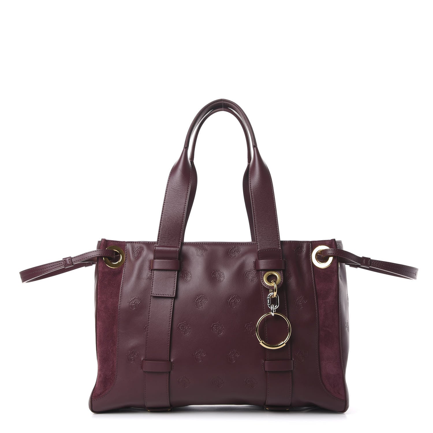 Chloe Smooth Calfskin Embossed Tao Zipped Tote Burnt Brown 1 of 10