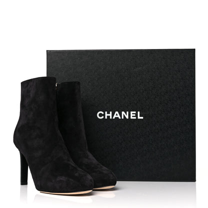 Chanel Suede Grosgrain CC Short Boots 35 Black 9 of 9